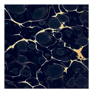 Póster Estilo de Tinta Álcool abstrato em Azul Escuro II