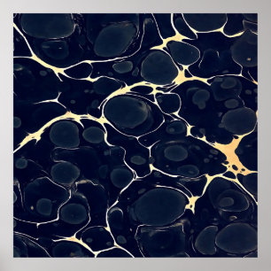 Poster Estilo de Tinta Álcool abstrato em Azul Escuro II