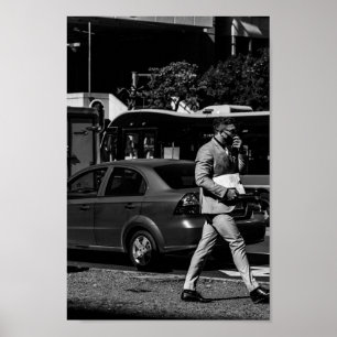 Poster Estilo de vida da rua Monocromática da Cidade do C