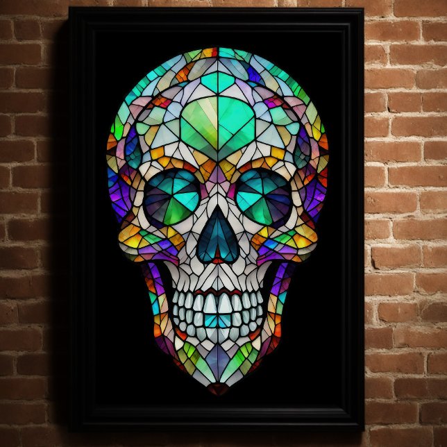 Poster Estilo de Vidro Obtido por Aquarela Skull 2:3 Post (Criador carregado)