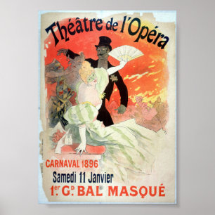 Poster Estilo de Vintage da Bola Mascarada da Ópera Franc