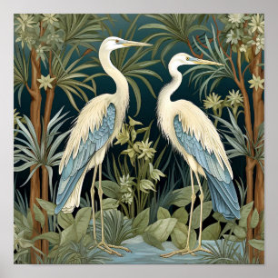 Poster Estilo de Vintage Heron Azul do excelente