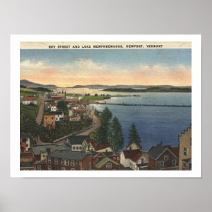 Poster Estilo de Vintagem do Newport VT Lake Memphremagog