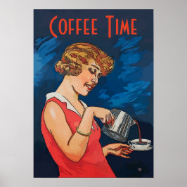 Póster Estilo de Vintagem do Tempo do Café, adicionar tex