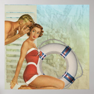 Poster Estilo de Vintagem Pin-up Retro Beach