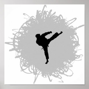 Poster Estilo do Scribble do karaté