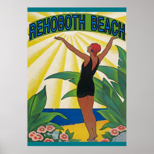 Póster Estilo do vintage da praia de Rehoboth