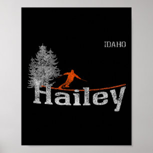 Poster Estilo dos Anos 80 Hailey Idaho Esqui Vintage 