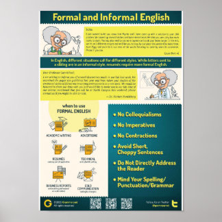 Póster Estilo formal e informal em inglês