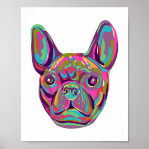 Poster Estilo francês Bulldog Frenchie head Pop art