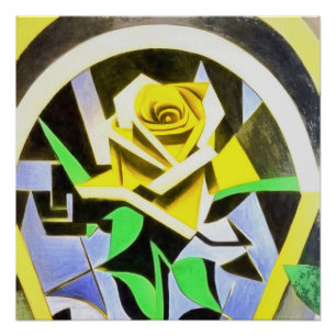 Póster Estilo Geométrico Rosa Amarelo Com Art Deco