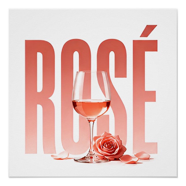Póster Estilo Gráfico Editorial de Vinho de Luxo Rosé (Frente)