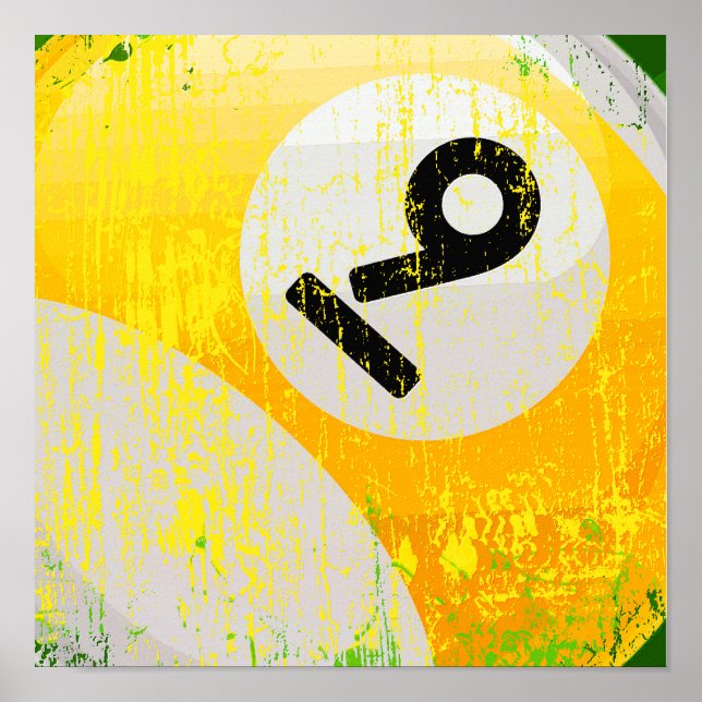 Poster Estilo Grunge Número 9 Bailliards Ball (Frente)