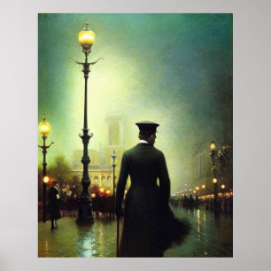 Poster Estilo impressionista das lâmpadas molhadas de Par