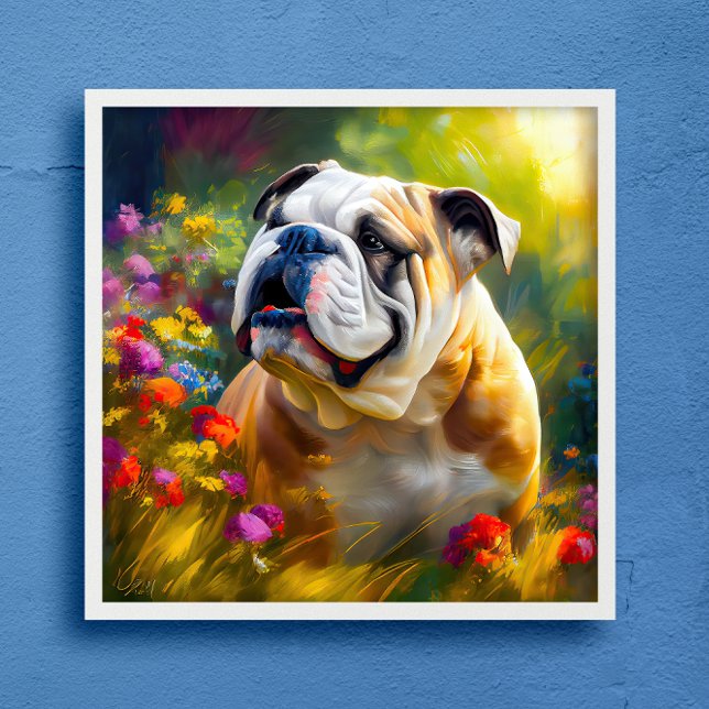 Poster Estilo Impressionista do Retrato do Bulldog Inglês (Criador carregado)