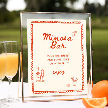 Estilo Italiano Laranja Mão Desenhada Mimosa Bar