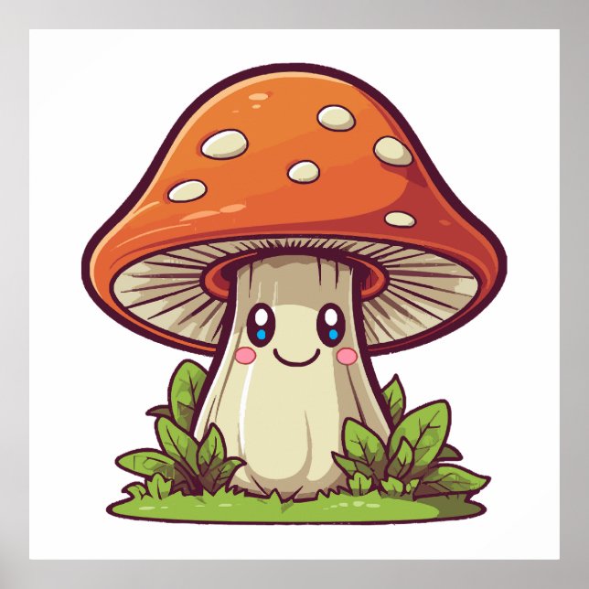 Poster Estilo kawaii bonito, forragem de Mushroom (Frente)
