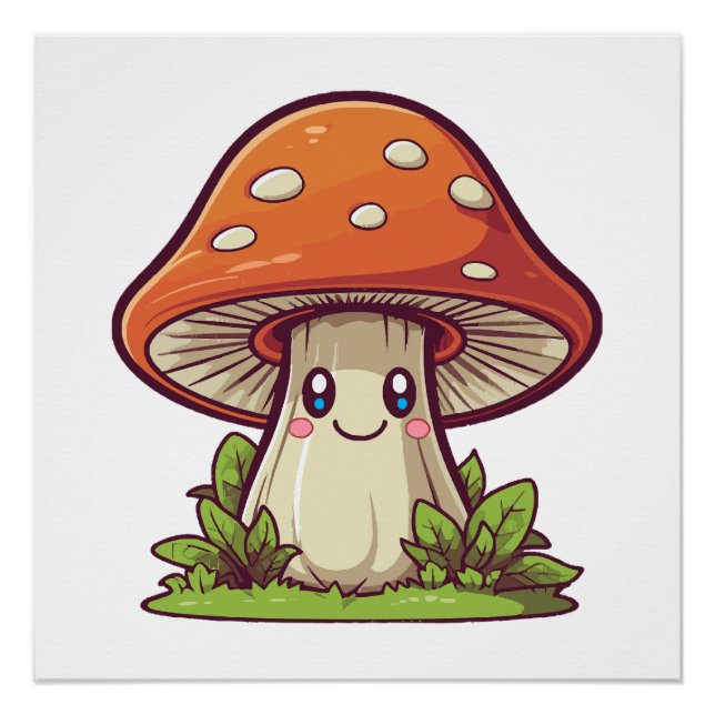 Póster Estilo kawaii fofo, Caça de cogumelos (Frente)