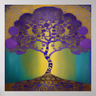 Poster estilo Klimt sunset do ouro