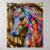 Estilo Mosaico de Vidro Múltiplo Colorido Cavalo 1