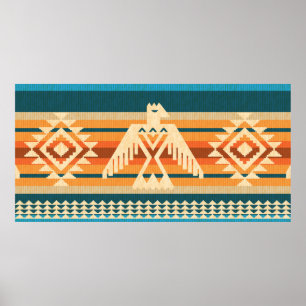 Poster Estilo Navajo abstrato com padrão uniforme com á