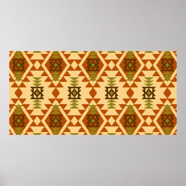 Poster Estilo Navajo, etnia tribal, geométrico sem costur (Frente)