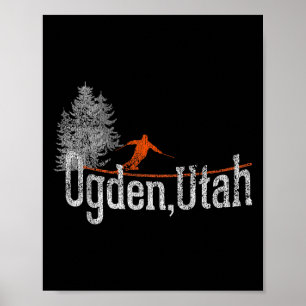 Poster Estilo Ogden Utah Vintage Skiing 1980