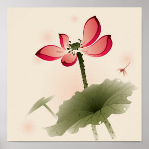 Póster Estilo oriental Lotus