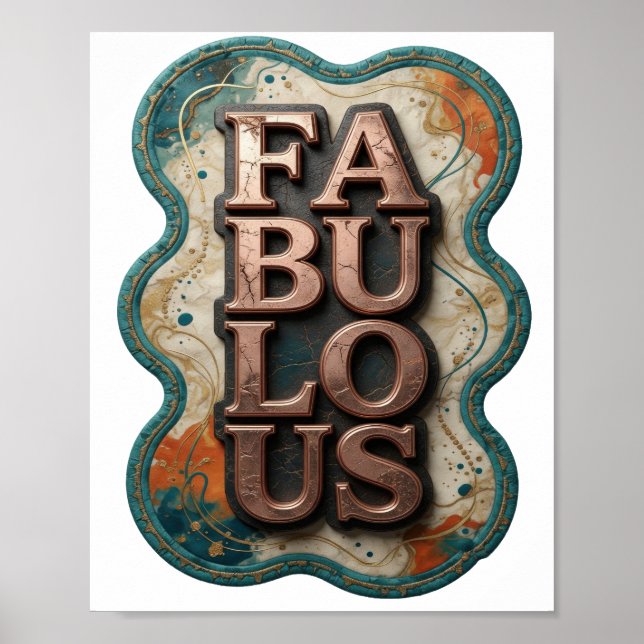 Poster Estilo Ouro FABULOSO Design de Texto (Frente)