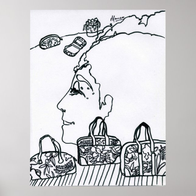 Poster Estilo Peter Max desenho assinado original (Frente)