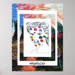 Póster Estilo Peter Max pintura assinada original