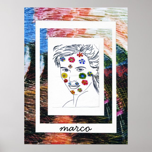 Póster Estilo Peter Max pintura assinada original (Frente)