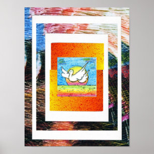 Póster Estilo Peter Max pintura em acrílico original ass