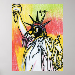 Póster Estilo Peter Max pintura em acrílico original ass