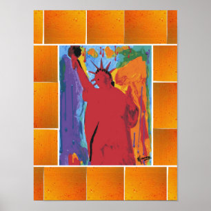 Póster Estilo Peter Max pintura em acrílico original ass