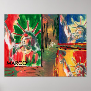 Póster Estilo Peter Max pintura em acrílico original ass