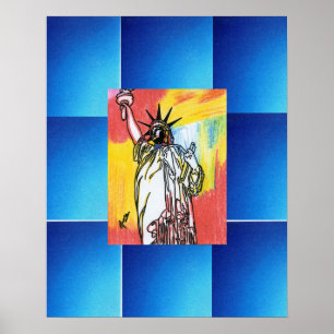 Poster Estilo Peter Max pintura em acrílico original assi