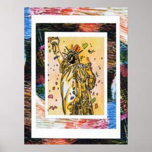 Póster Estilo Peter Max pintura em acrílico original assi