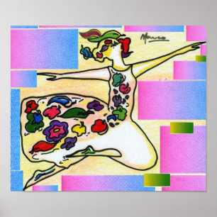 Póster Estilo Peter Max pintura em acrílico original assi