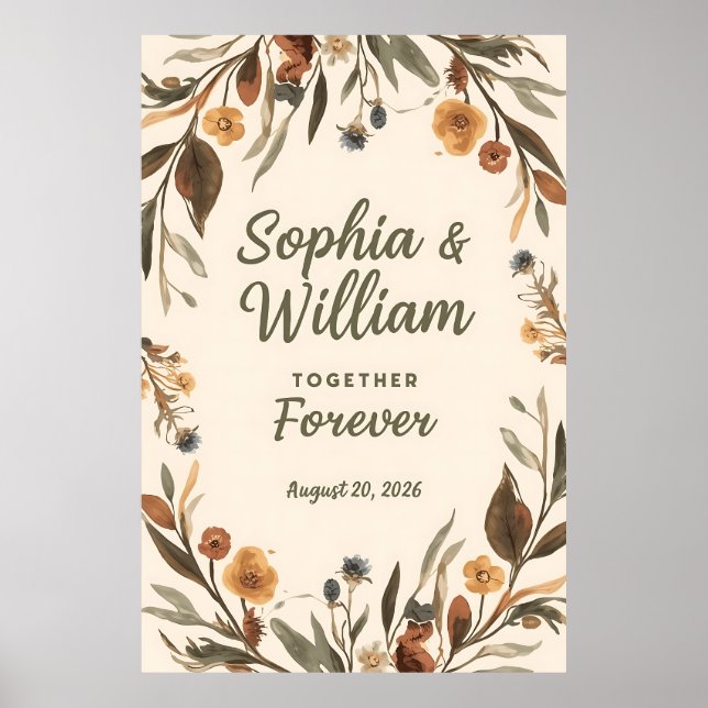 Poster [Estilo] Placa de Boas-Vindas de Casamento [Flor/T (Frente)