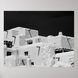 Póster Estilo Pueblo Inn de adobe em Loretto, Santa Fe, N