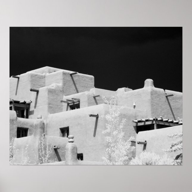 Póster Estilo Pueblo Inn de adobe em Loretto, Santa Fe, N (Frente)