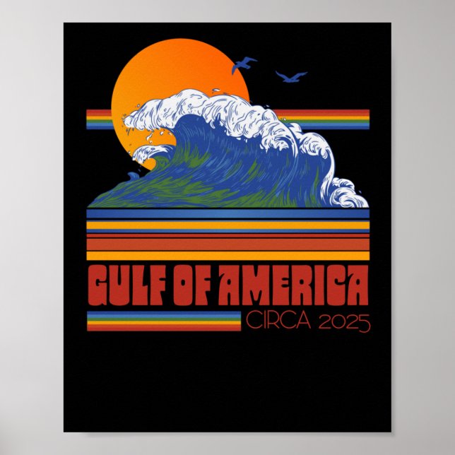Poster Estilo Retro 80s Golfo da América, cerca de 2025 (Frente)