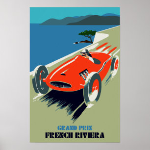Póster Estilo retro auto Prix grande Rivièra