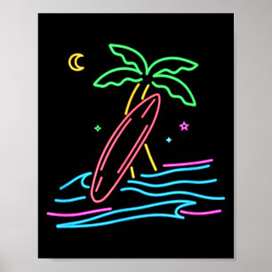 Poster estilo retrô de surf vintage dos anos 80 praiana d