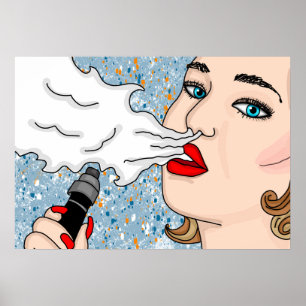 Poster Estilo Retro Estilo Vaping Lady