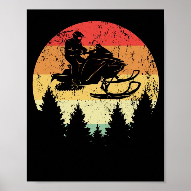 Poster Estilo Retro Snowmobile Estilo Neve Inverno Vintag (Frente)