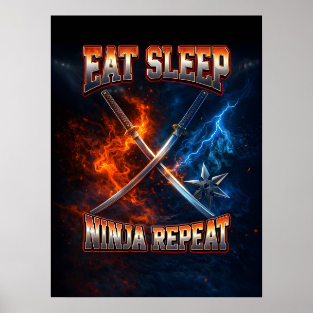 Poster Estilo Retro Vintage Bootleg Ninja (Frente)