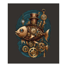 Estilo Retroativo De Vintagem De Peixes Steampunk