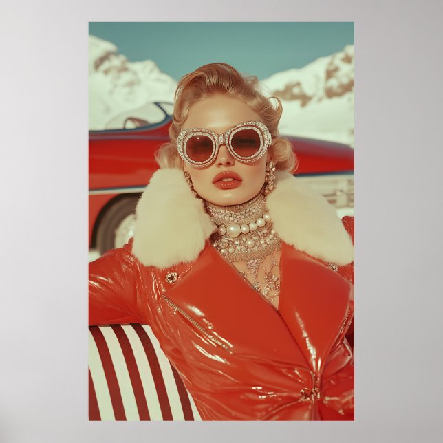 Poster Estilo retrógrado de inverno na configuração alpin (Frente)